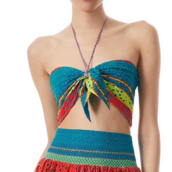Alice + Olivia Tops - NWT Alice + Olivia Livia Cotton Eyelet Halter Crop Top